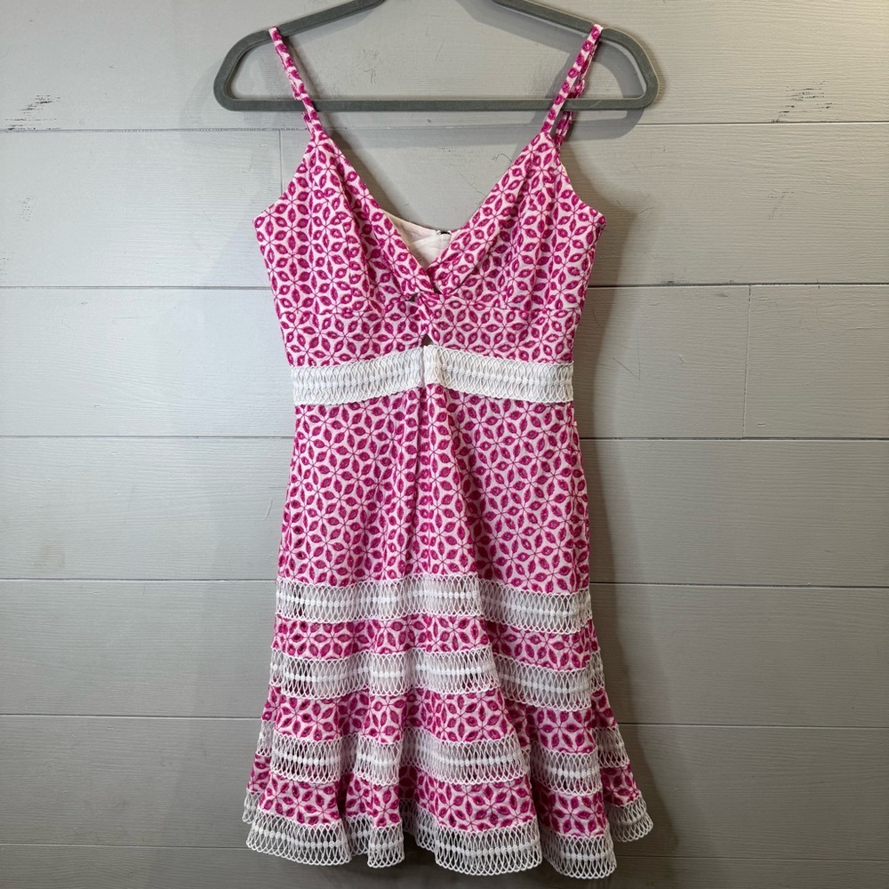 Bardot NWT Camille Dress Pink and White Patterned Women's Dress Size 4